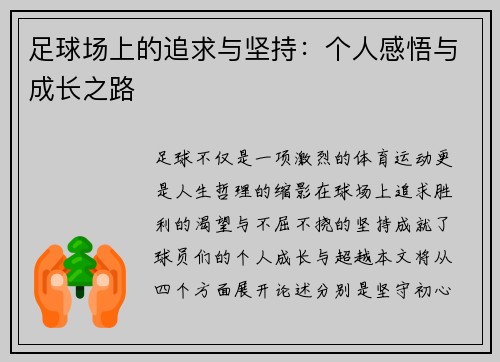 足球场上的追求与坚持：个人感悟与成长之路